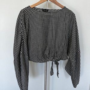 TopShop Plaid Cropped Blouse Sz 4